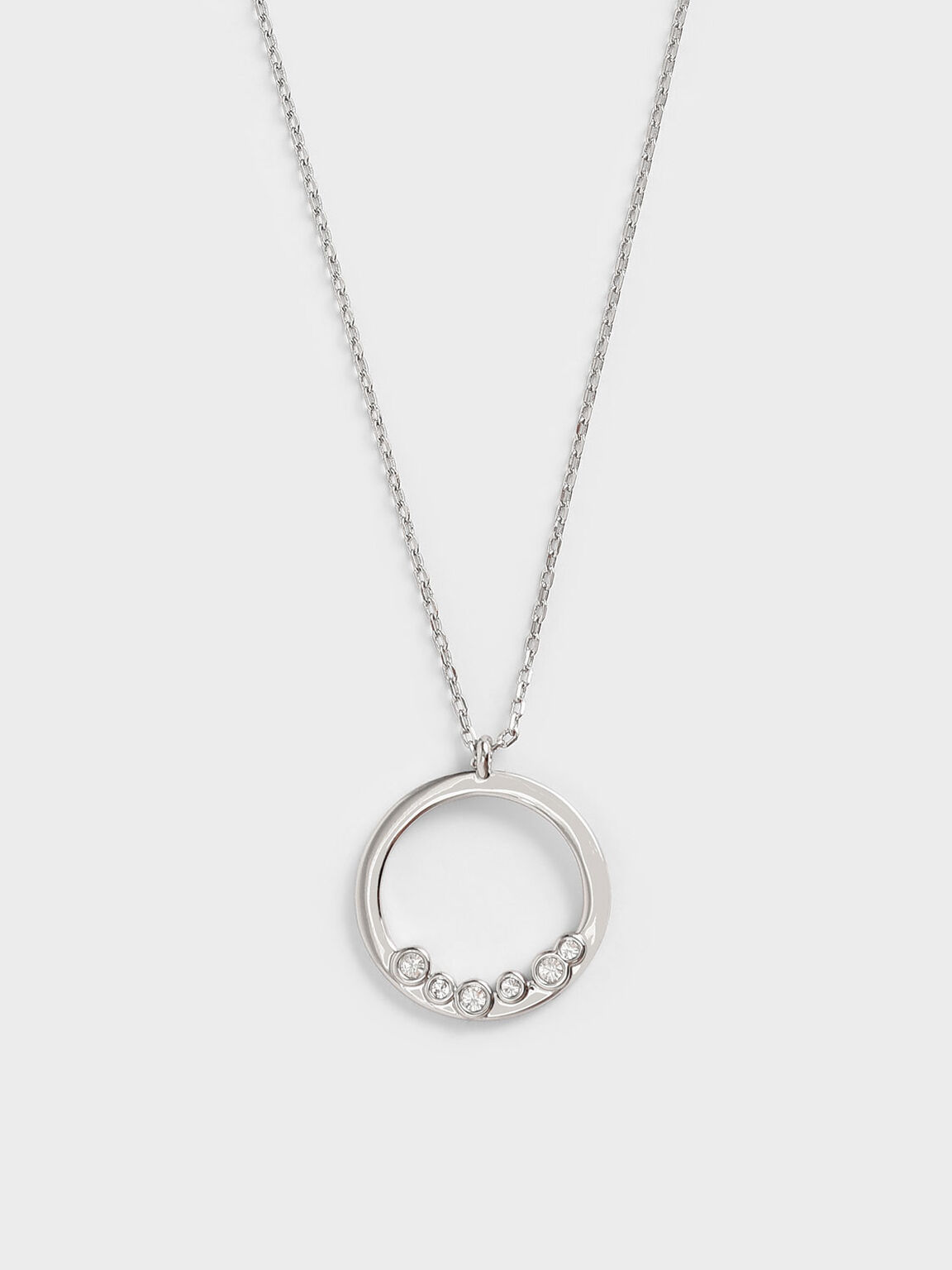Swarovski® Crystal Studded Pendant Necklace, Silver, hi-res
