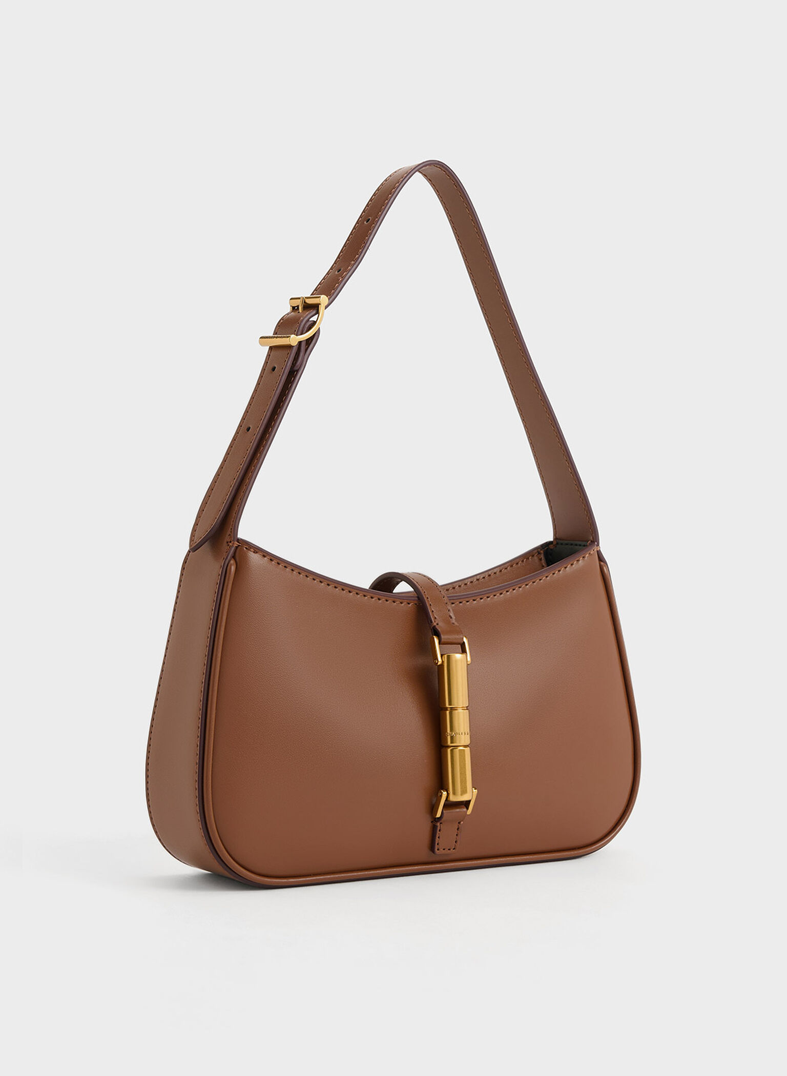 Bolso Cesia con acento metálico, Marrón chocolate, hi-res