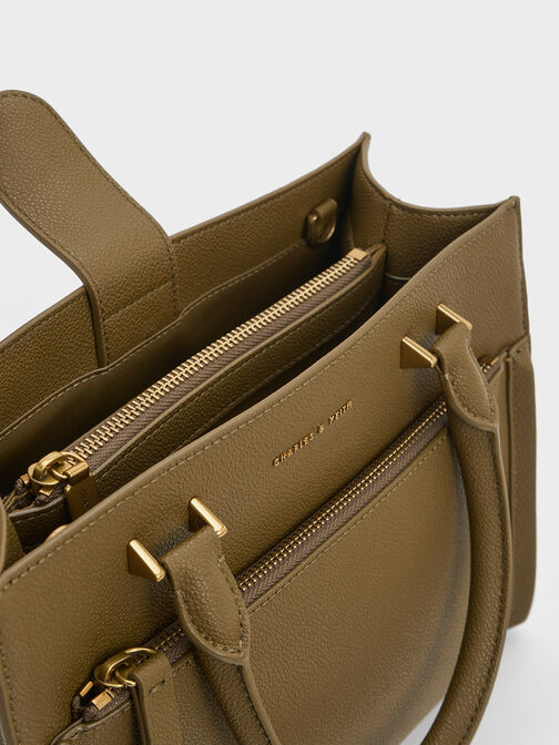 Anwen Structured Tote Bag, Khaki, hi-res