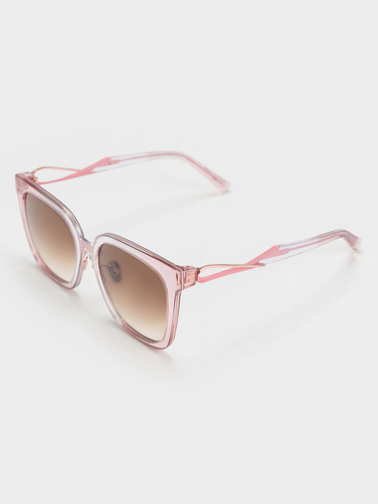 漸層膠框貓眼墨鏡, 粉紅色, hi-res
