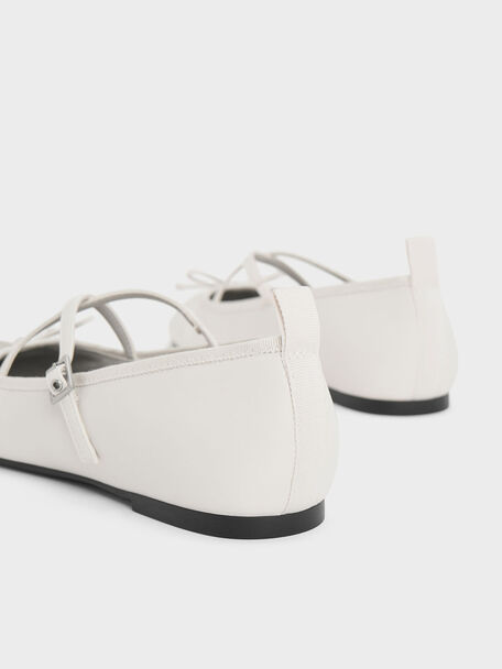 Crossover-Strap Mary Jane Flats, White, hi-res