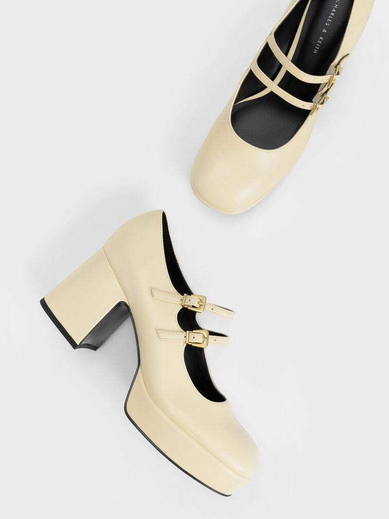 Jaylin Patent Block Heel Mary Janes, Yellow, hi-res
