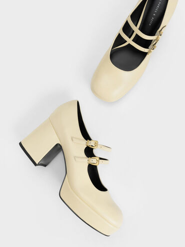 Jaylin Patent Block Heel Mary Janes, Yellow, hi-res