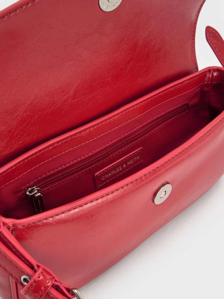 Blaise Belted Shoulder Bag, Equestrian Red, hi-res