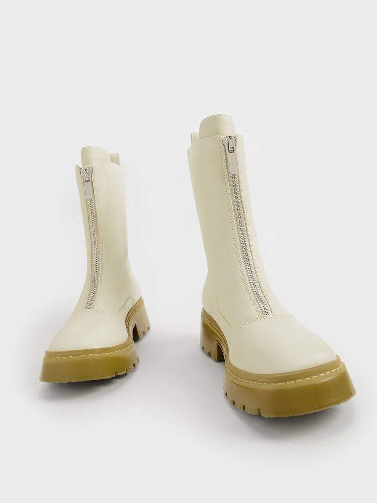 Billie Front-Zip Ankle Boots​, Chalk, hi-res