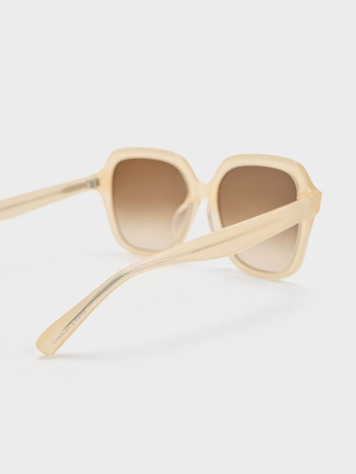 Recycled Acetate Wide-Square Sunglasses, Butter, hi-res