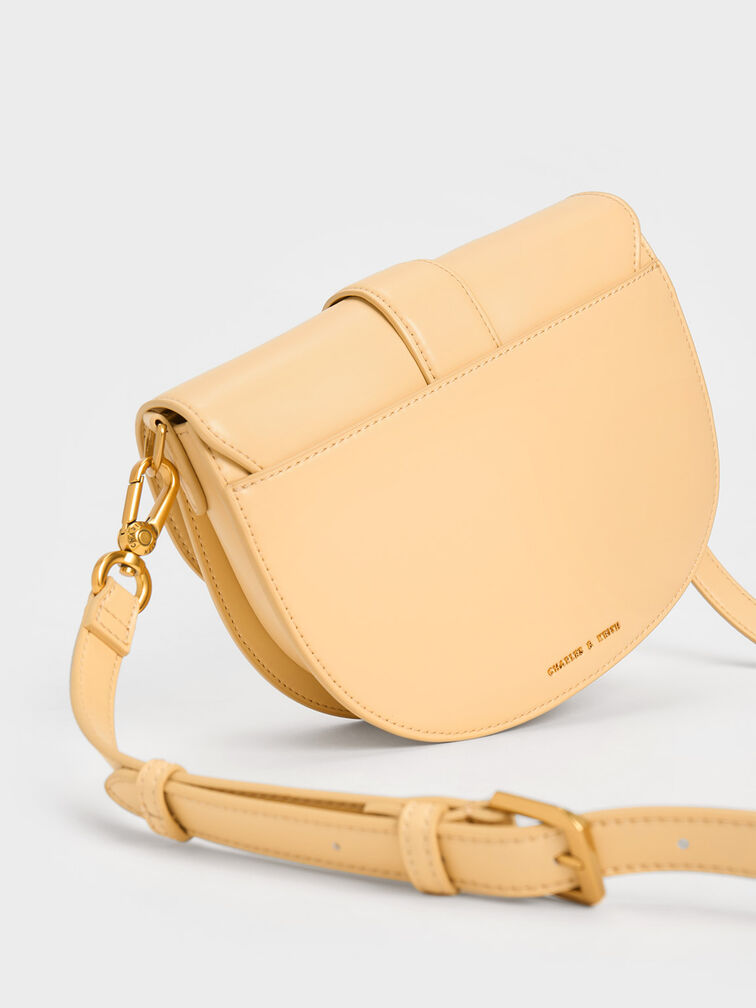 Gabine Leather Saddle Bag - Beige