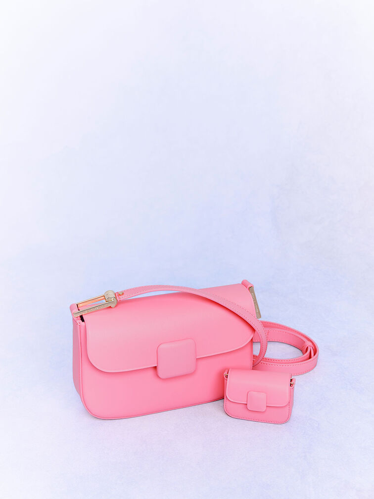 Micro Koa Square Push-Lock Bag - Pink