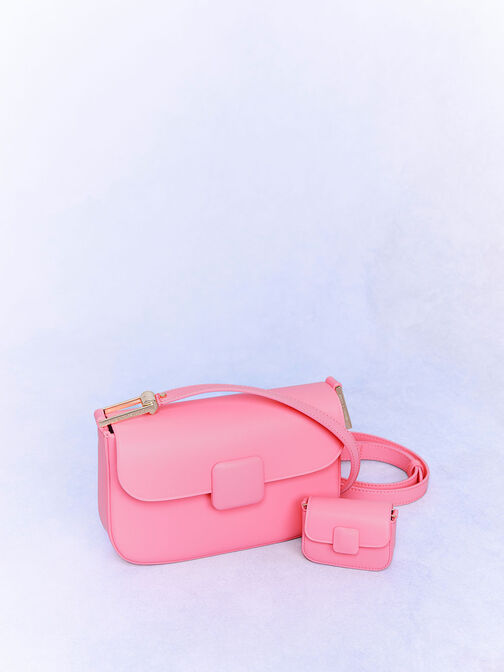 Koa 方釦小廢包, 粉紅色, hi-res