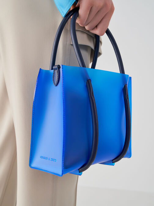 Double Handle Tote Bag, Blue, hi-res