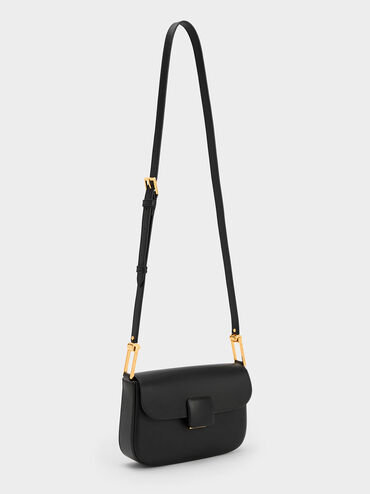 Koa Square Push-Lock Shoulder Bag, Black, hi-res