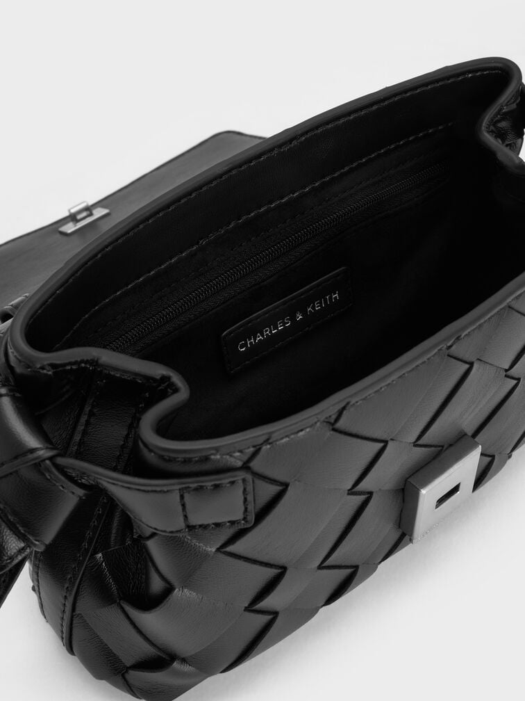 Bolsa transversal Ivette Woven, Preto, hi-res