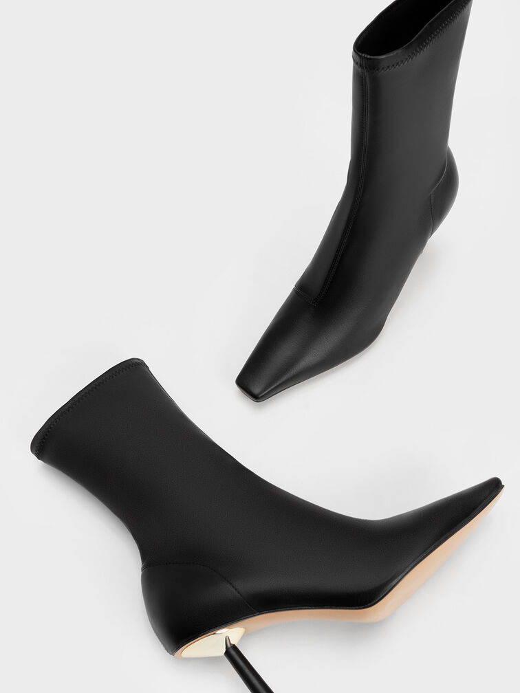 Cylindrical Heel Calf Boots, Black, hi-res