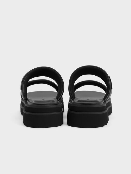 Tattie Puffy-Strap Sandals, Black, hi-res