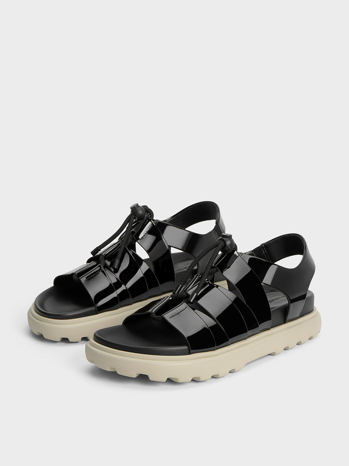 Black chunky lace up sandals shop
