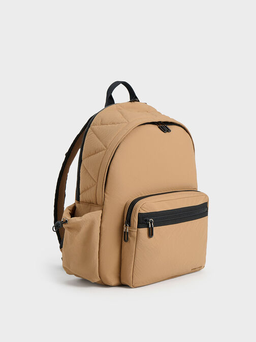 Soleil Nylon Backpack, Camel, hi-res