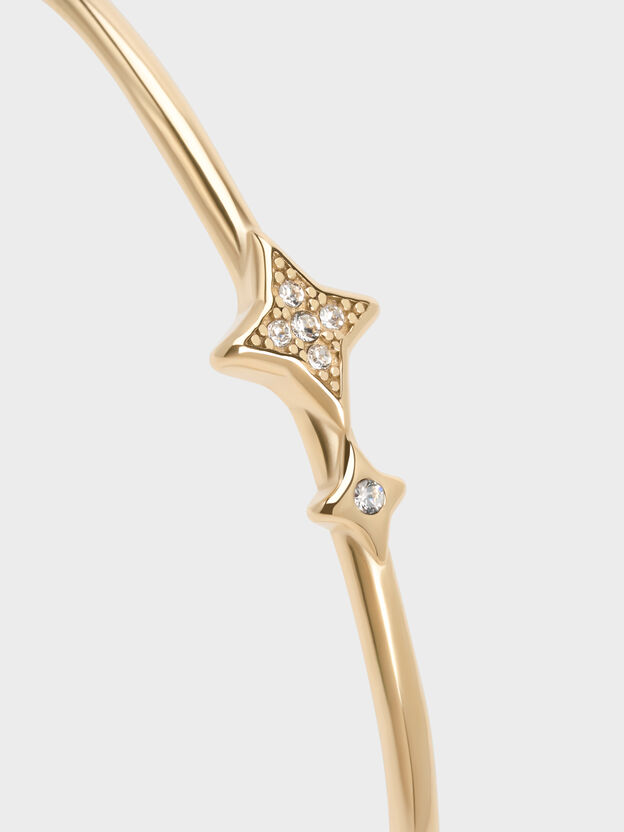 Everest Crystal Star Bangle, Gold, hi-res