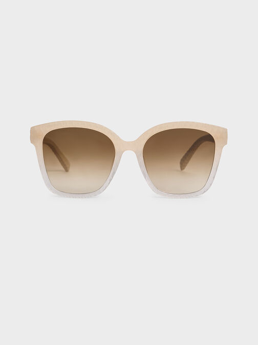 Gafas de sol de acetato reciclado y cuero efecto acolchado, Multicolor, hi-res