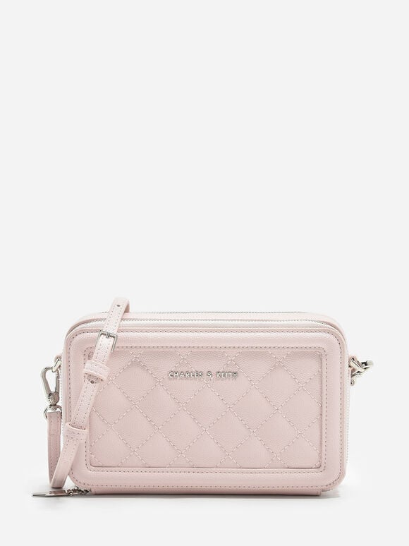 Quilted Long Wallet, Pink, hi-res