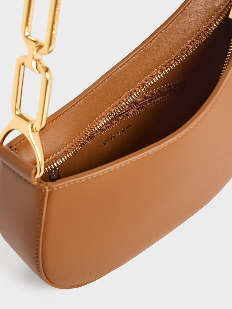 Bolso Agatha con detalle de cadena, Marrón, hi-res