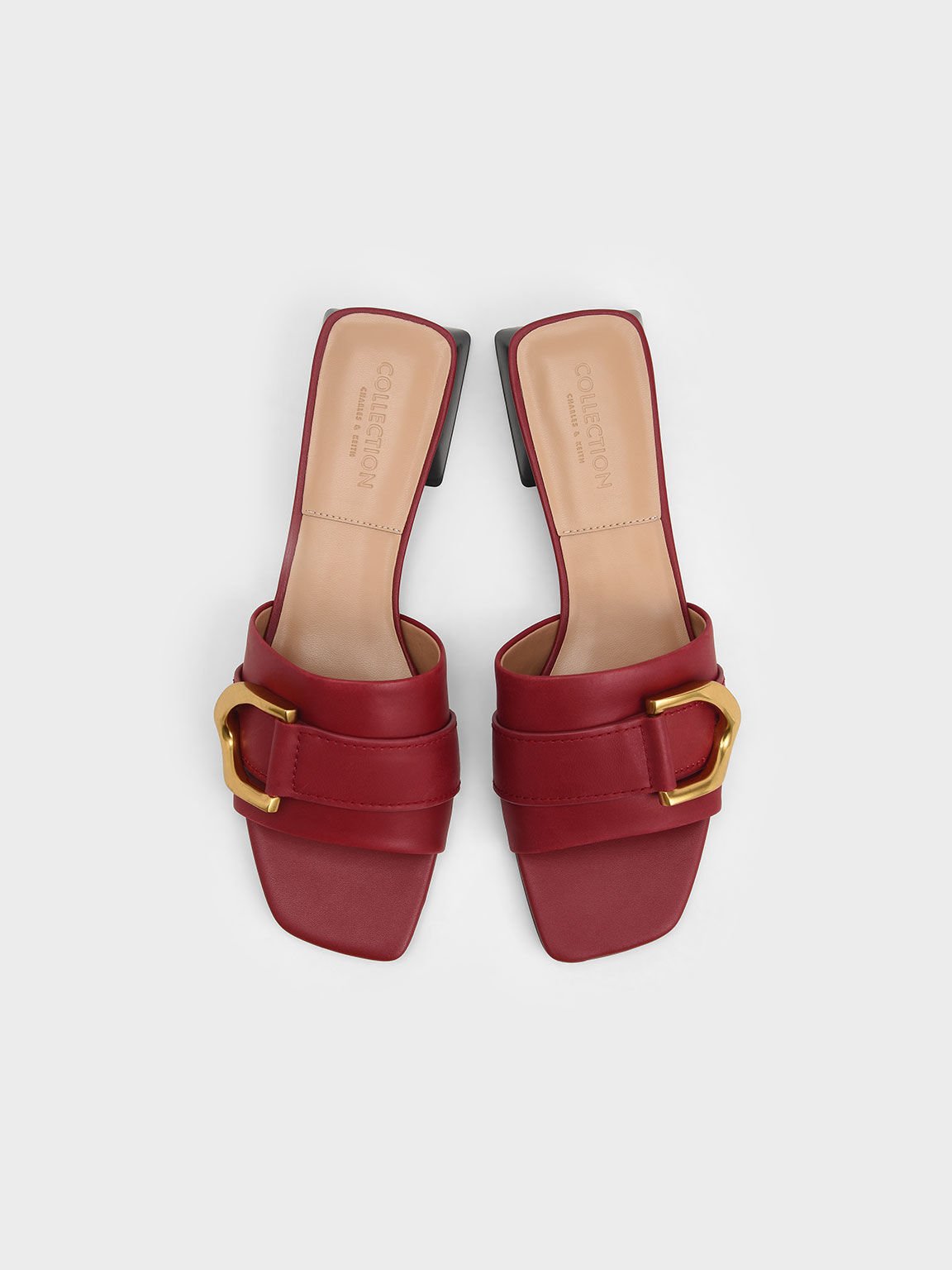 Gabine Buckled Leather Mules, Red, hi-res