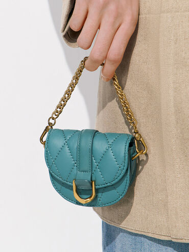 Micro Gabine Quilted Saddle Bag, Teal, hi-res