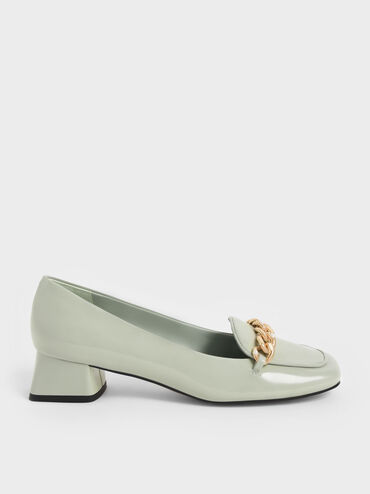 Chain-Link Patent Loafers, Sage Green, hi-res