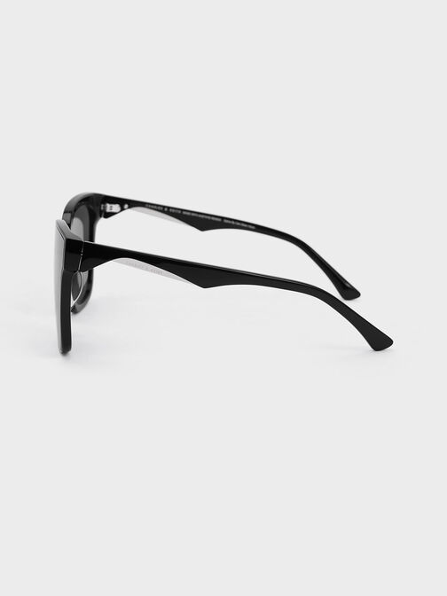 Square Thick-Frame Sunglasses, Black, hi-res