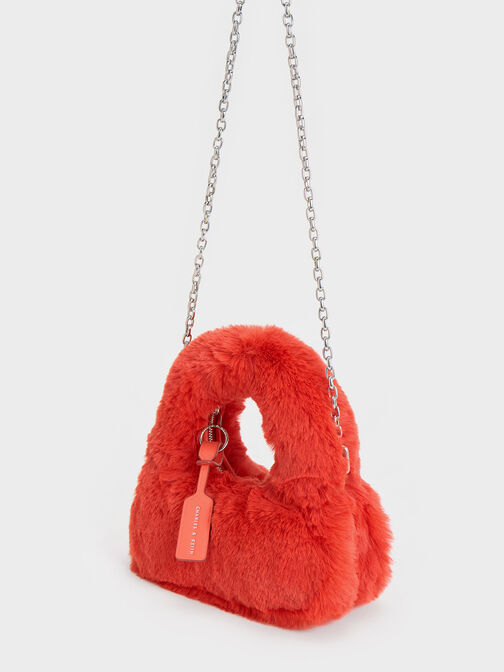 Mini Yama Furry Top Handle Bag, Orange, hi-res