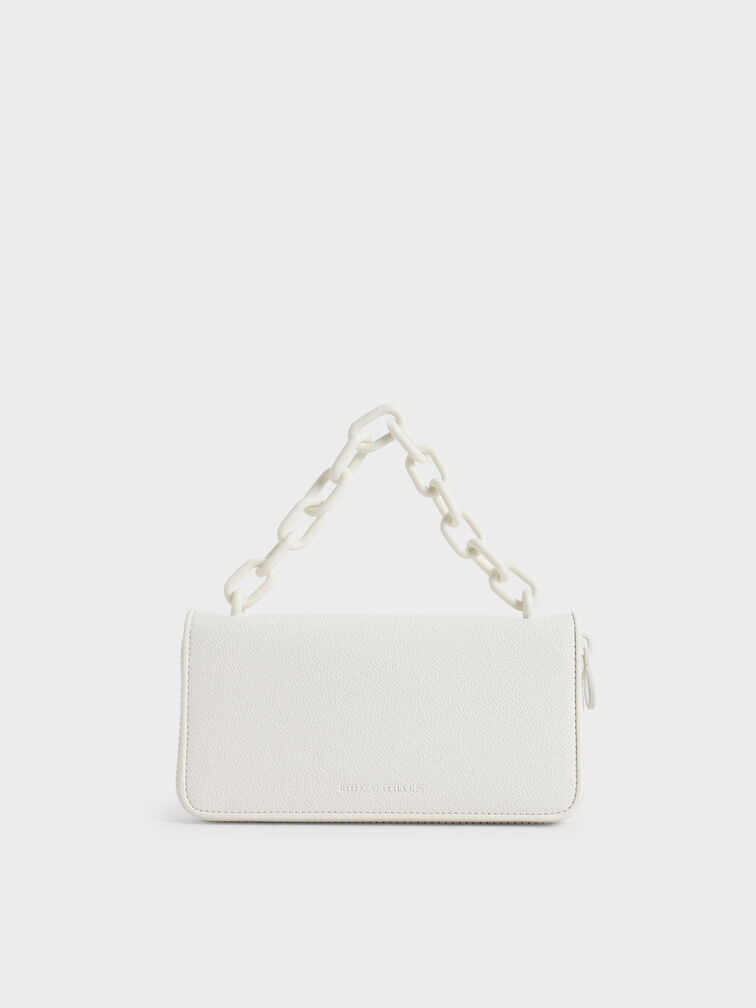 Chain Link Long Wallet, White, hi-res