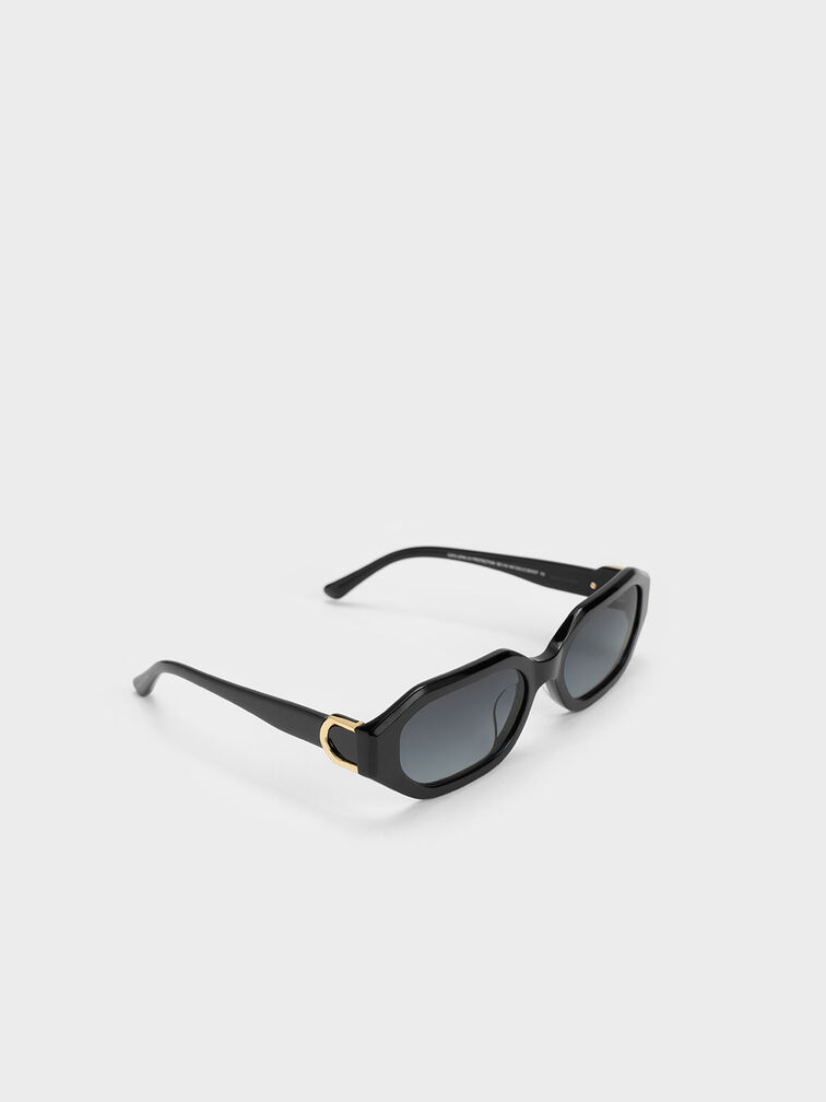 Black Oval cat-eye acetate sunglasses