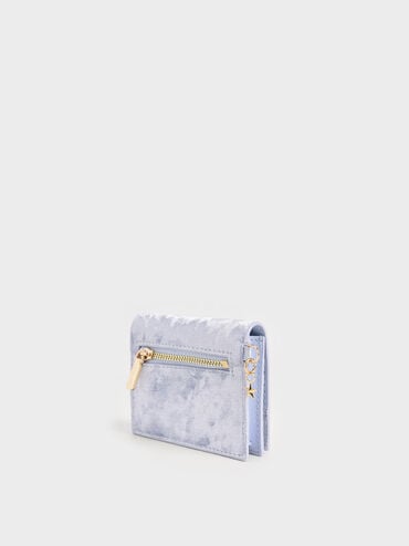 Velvet Embellished Card Holder, Light Blue, hi-res