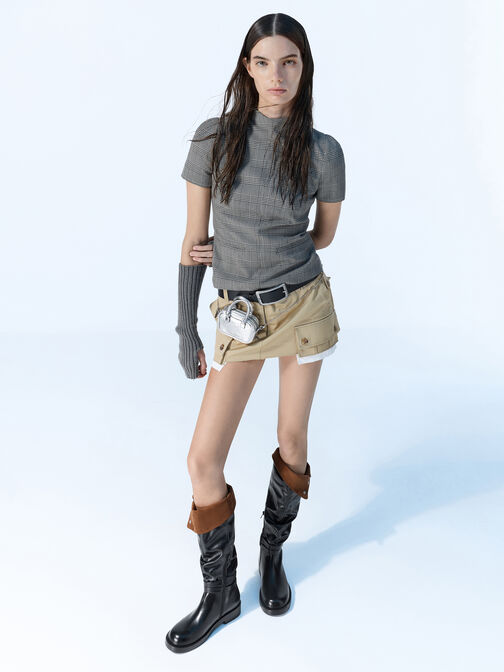 Sianna Metallic Bowling-Bag Charm​, Silver, hi-res