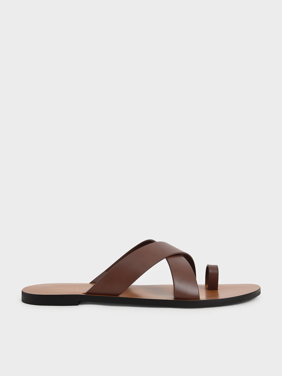 Brown open toe flats clearance
