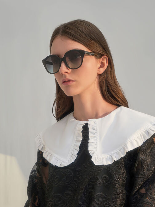 Ophelia Acetate Cat-Eye Sunglasses, Black, hi-res
