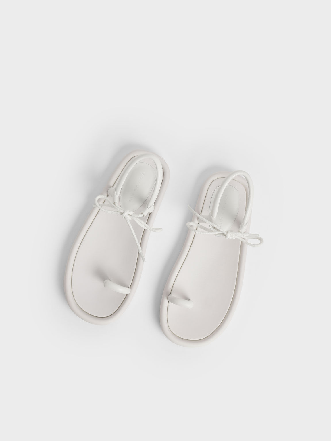 Austell Bow-Tie Toe-Ring Padded Sandals, White, hi-res