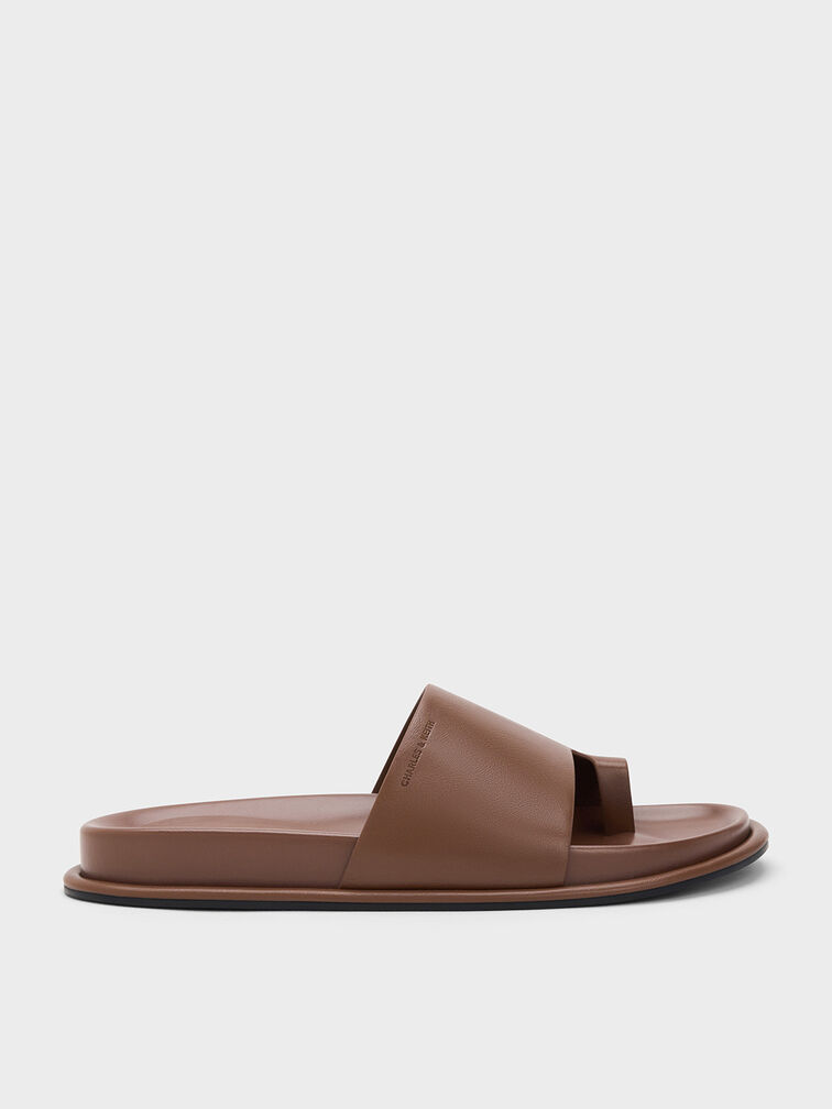 Sandalias planas con tiras anchas, Marrón, hi-res