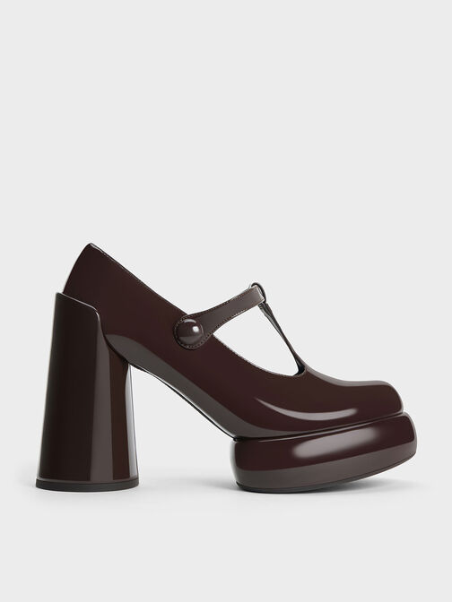 Darcy Patent T-Bar Platform Mary Janes, Dark Brown, hi-res