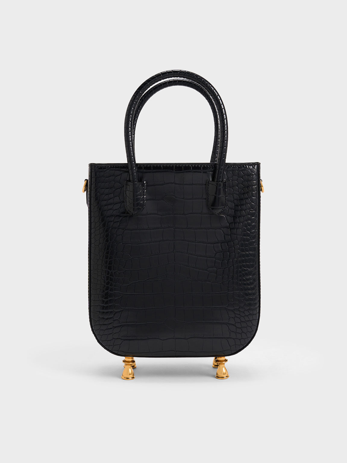 Meriah Croc-Embossed Tote Bag, Black, hi-res