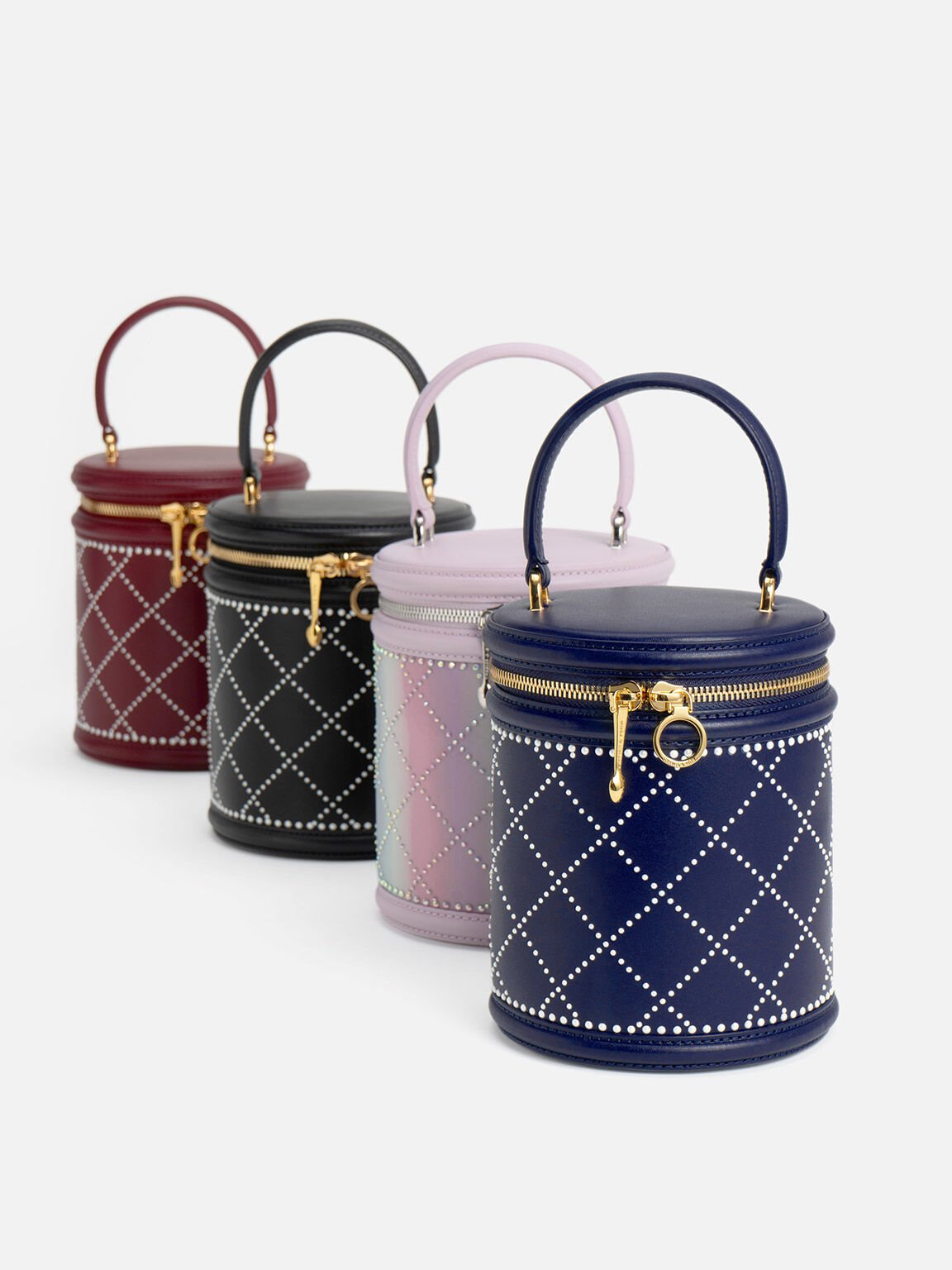 Marietta Bead-Embellished Holographic Bucket Bag, Lilac, hi-res
