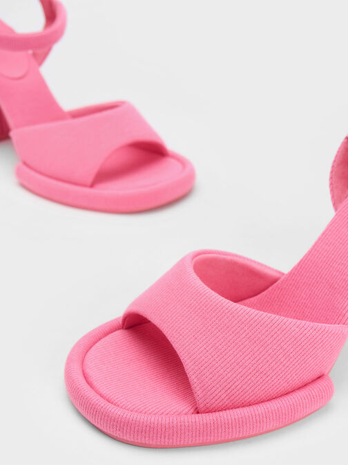 Sandalias Tejidas con Tacón Trapecio y Hebilla, Rosa, hi-res