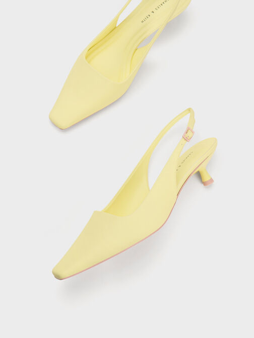 Vita Square-Toe Slingback Pumps, Yellow, hi-res