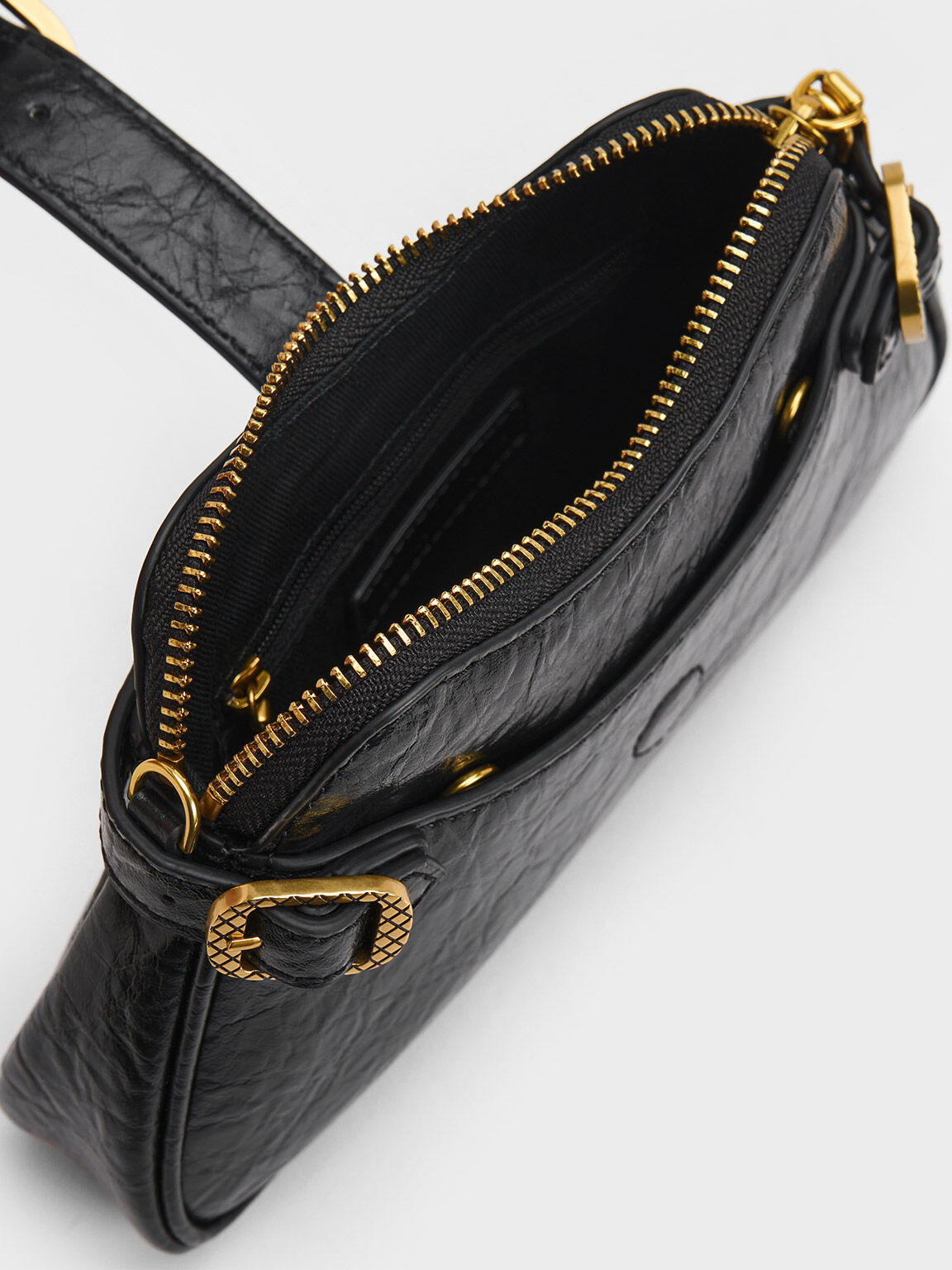 Eilith Chain-Handle Buckled Bag, Black, hi-res