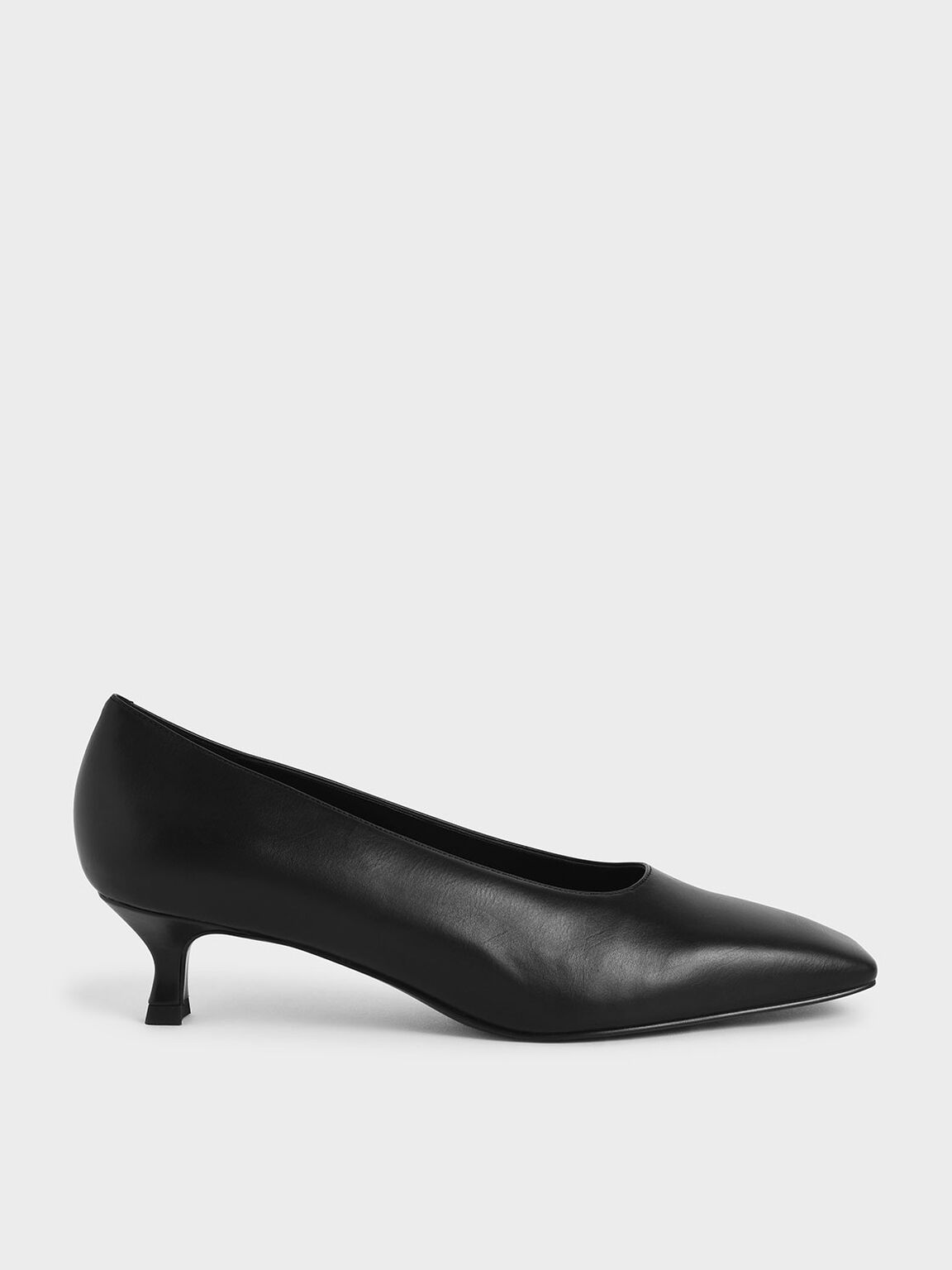 Square Toe Kitten Heel Court Shoes, Black, hi-res