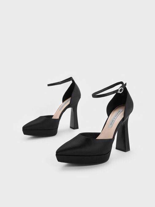 Ankle Strap D'Orsay Pumps, Black, hi-res