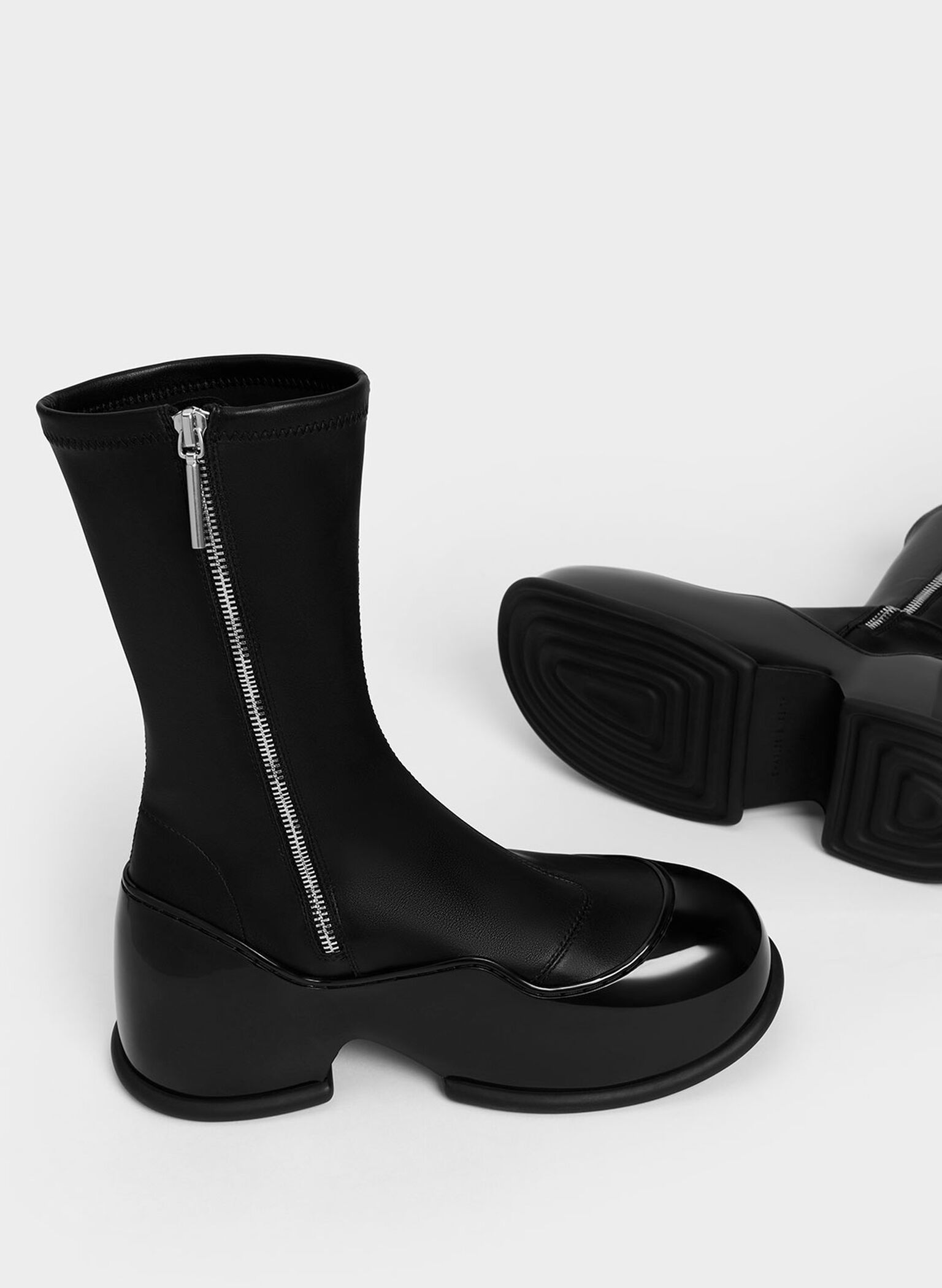 Pixie Patent Calf Boots, Black, hi-res
