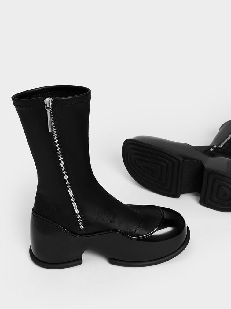 Pixie Patent Calf Boots, Black, hi-res