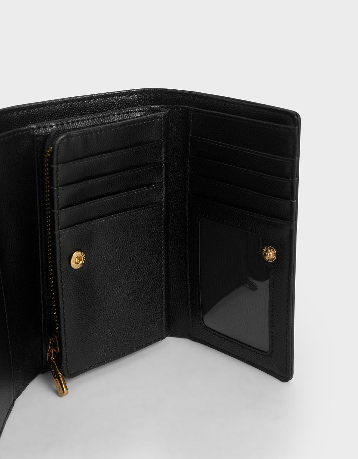 Metallic Accent Short Wallet - Black