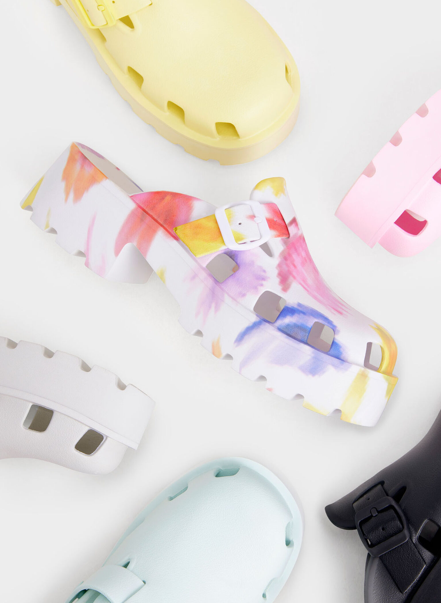 Mae Printed Buckled Platform Mules, Multi, hi-res