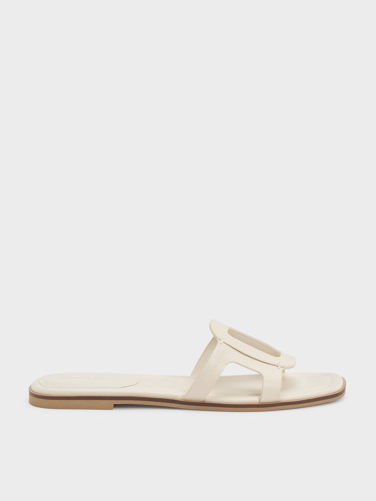 Easley Cut-Out Slide Sandals, Chalk, hi-res